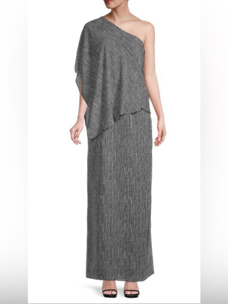 Halston Heritage Womenâs Striped One-Shoulder Maxi Dress Sz 6